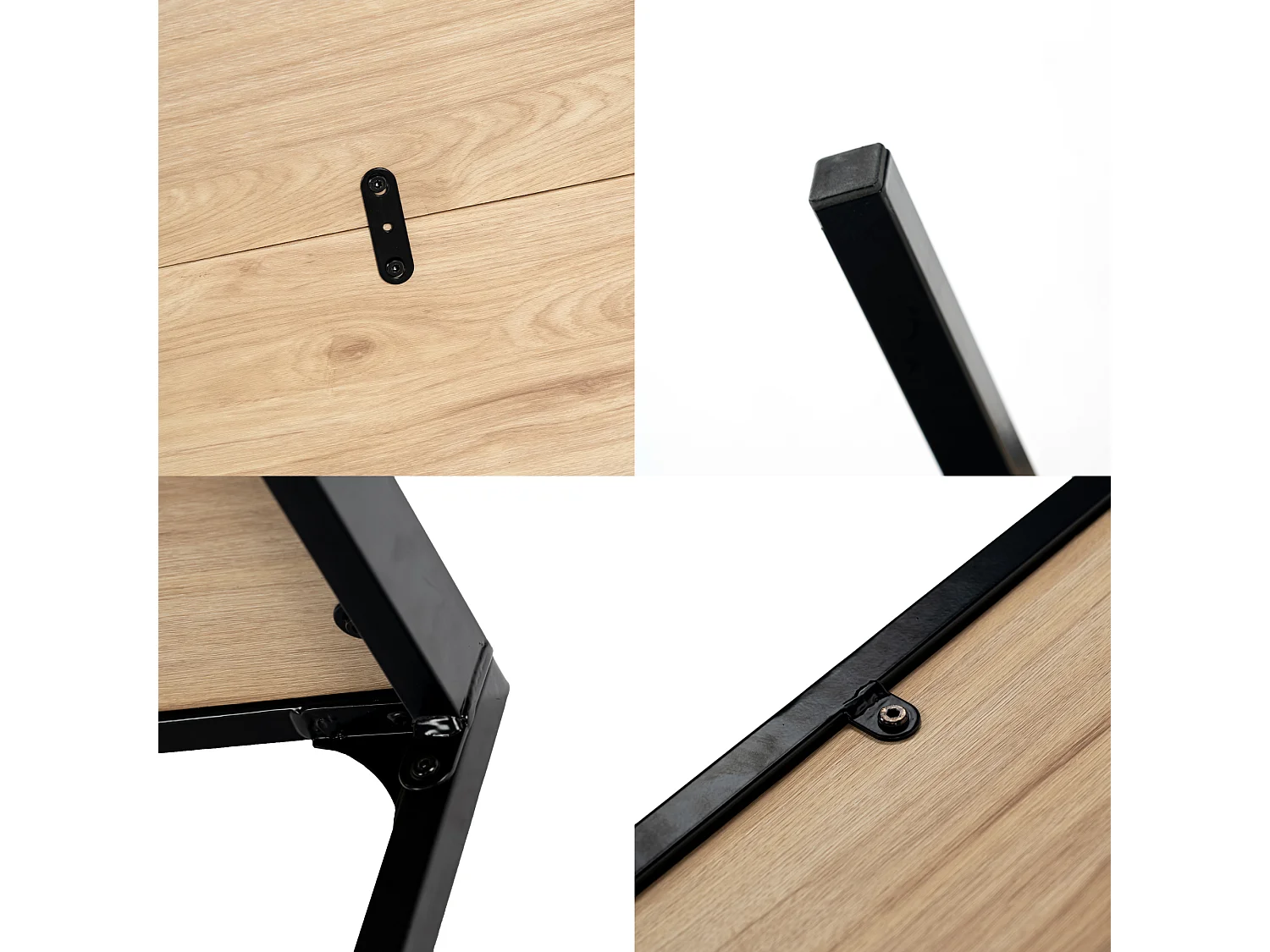 URBAN MEUBLE Table de salle à manger rectangulaire effet chêne de style industriel pieds noirs 120x75cm