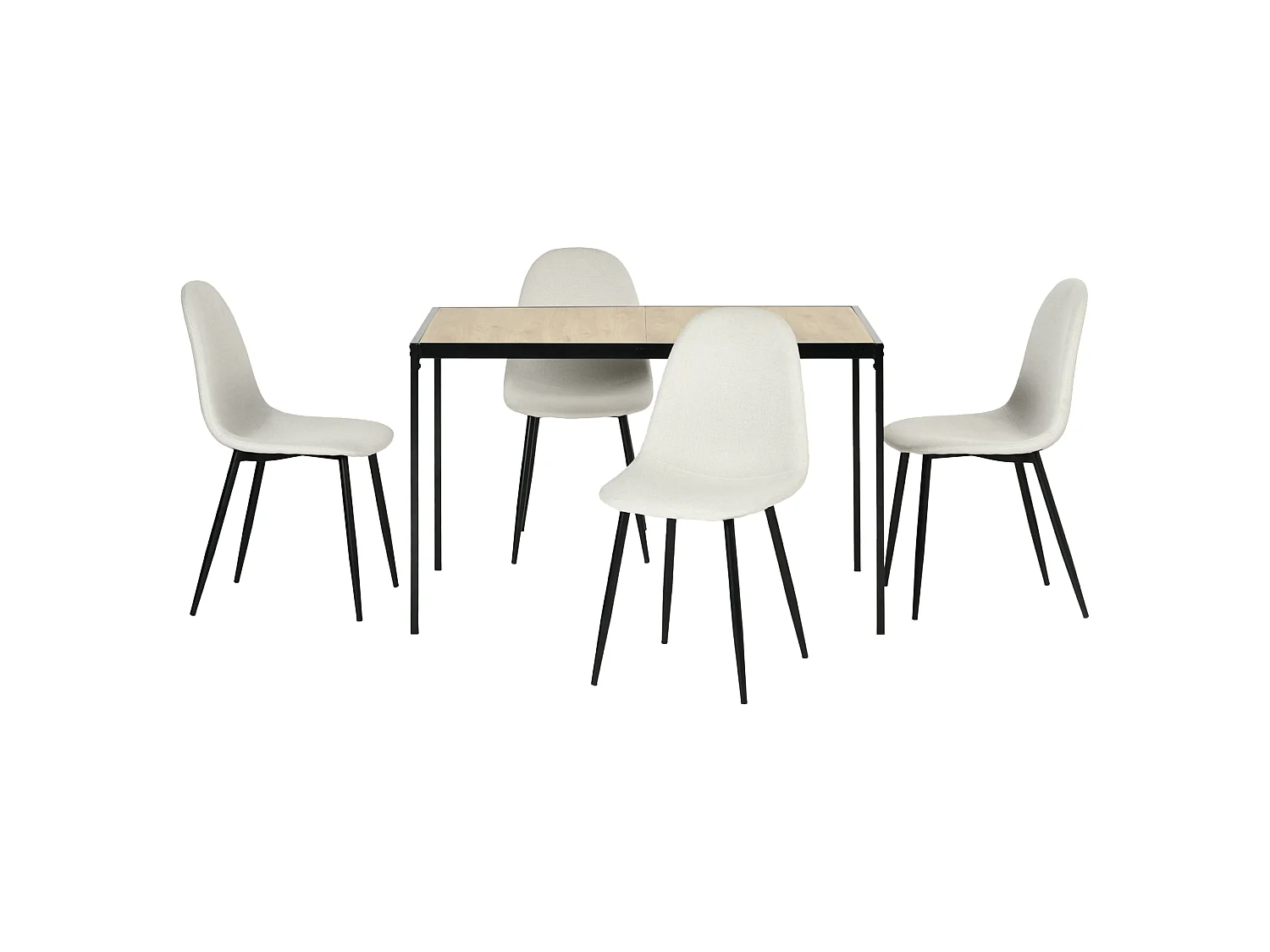 URBAN MEUBLE Table de salle à manger rectangulaire effet chêne de style industriel pieds noirs 120x75cm