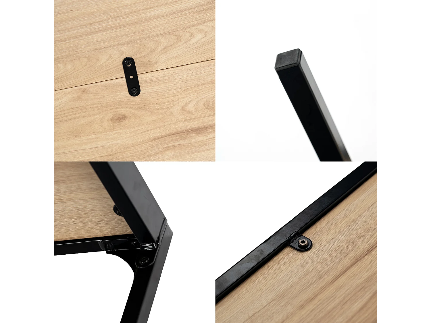 URBAN MEUBLE Table de salle à manger rectangulaire effet chêne de style industriel pieds noirs 120x75cm