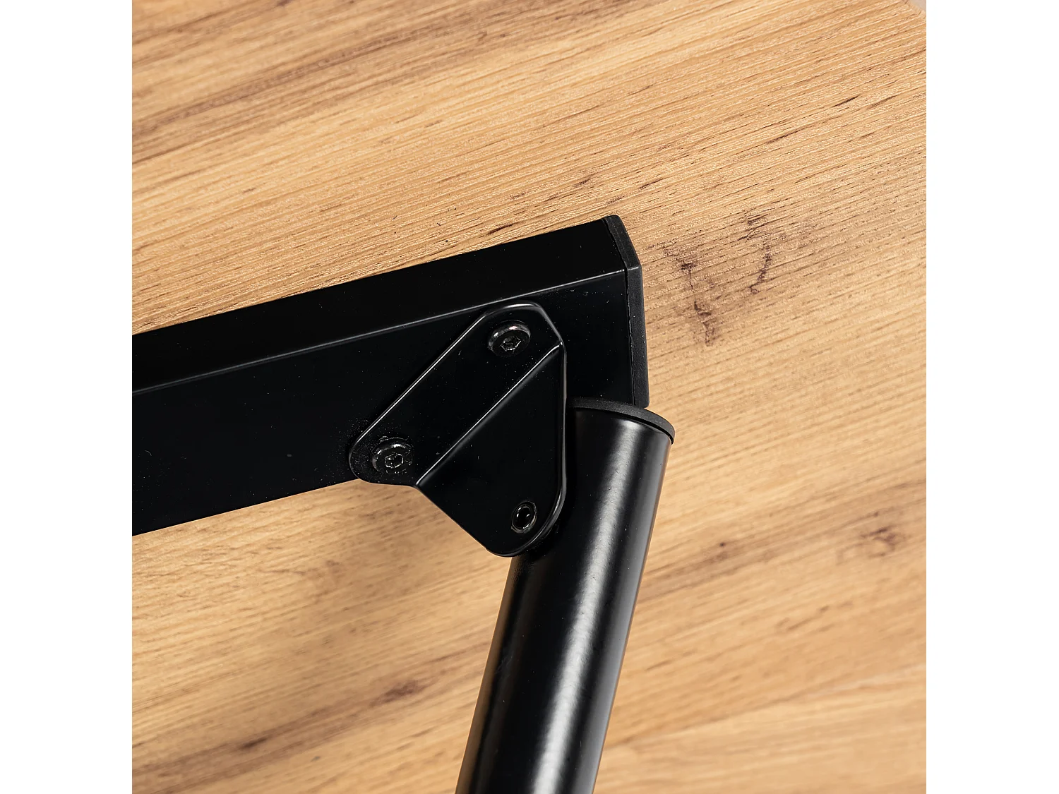 URBAN MEUBLE Table de salle à manger ronde effet bois pieds ronds croisés 80x80cm FONTANA KD 80CM DARK