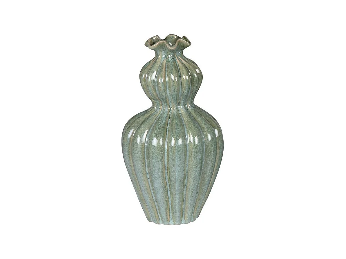 Vase Collerette vert 11,5x21 cm