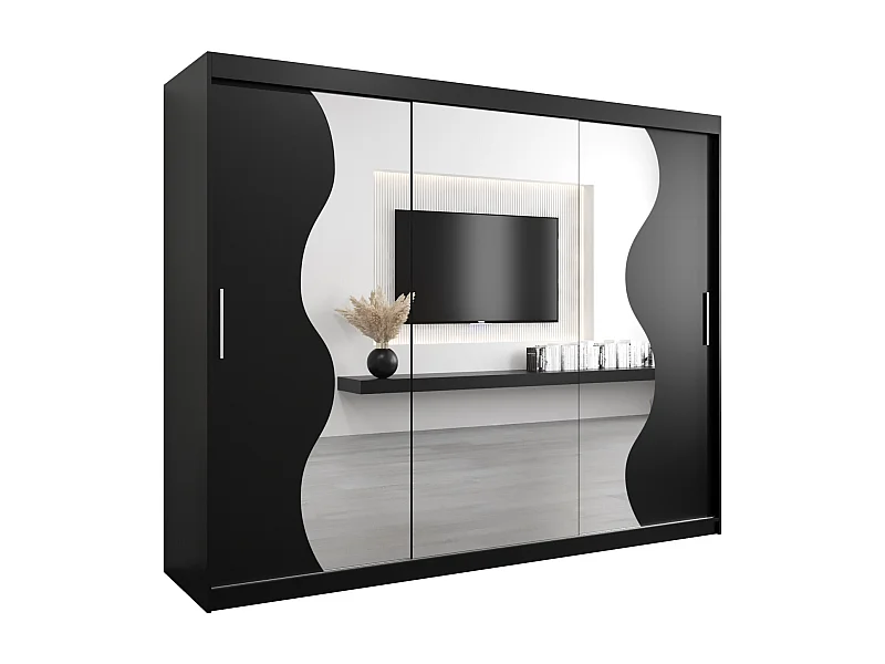 MADRYT KLEDINGKAST MET SCHUIFDEUREN 200/250/62 3 deuren (zwart/zwart)