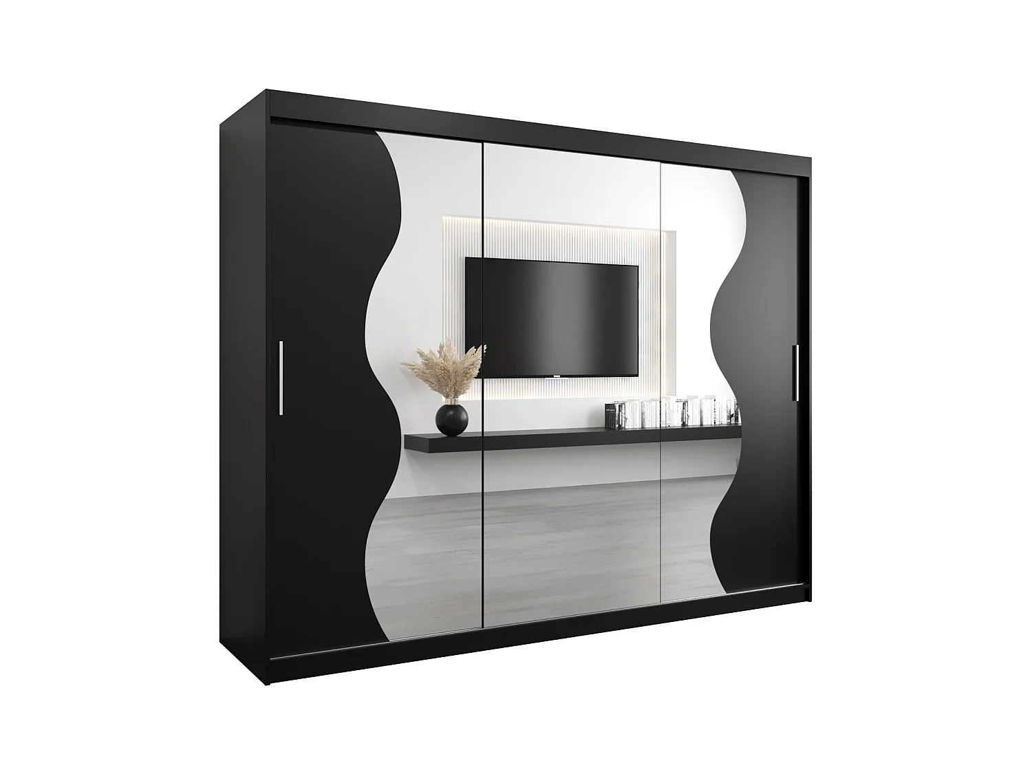 ARMOIRE MADRYT À PORTES COULISSANTES 200/250/62 3 Portes (Noir/Noir)