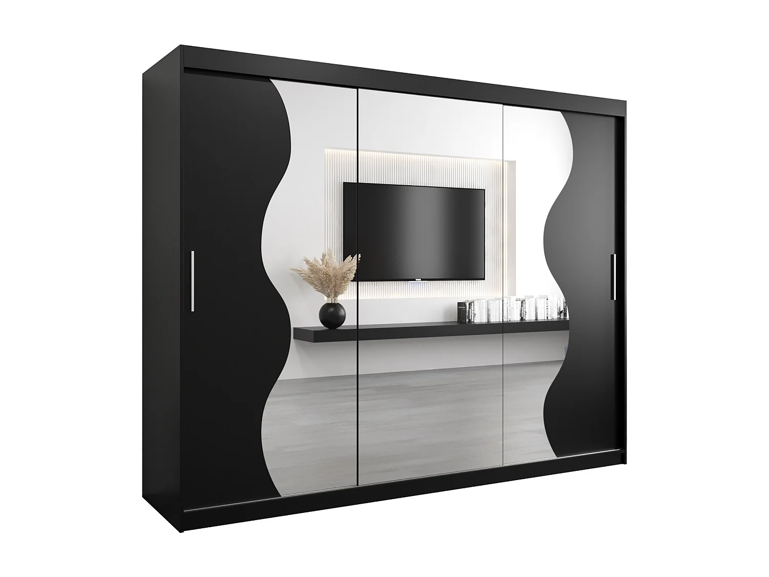 ARMOIRE MADRYT À PORTES COULISSANTES 200/250/62 3 Portes (Noir/Noir)