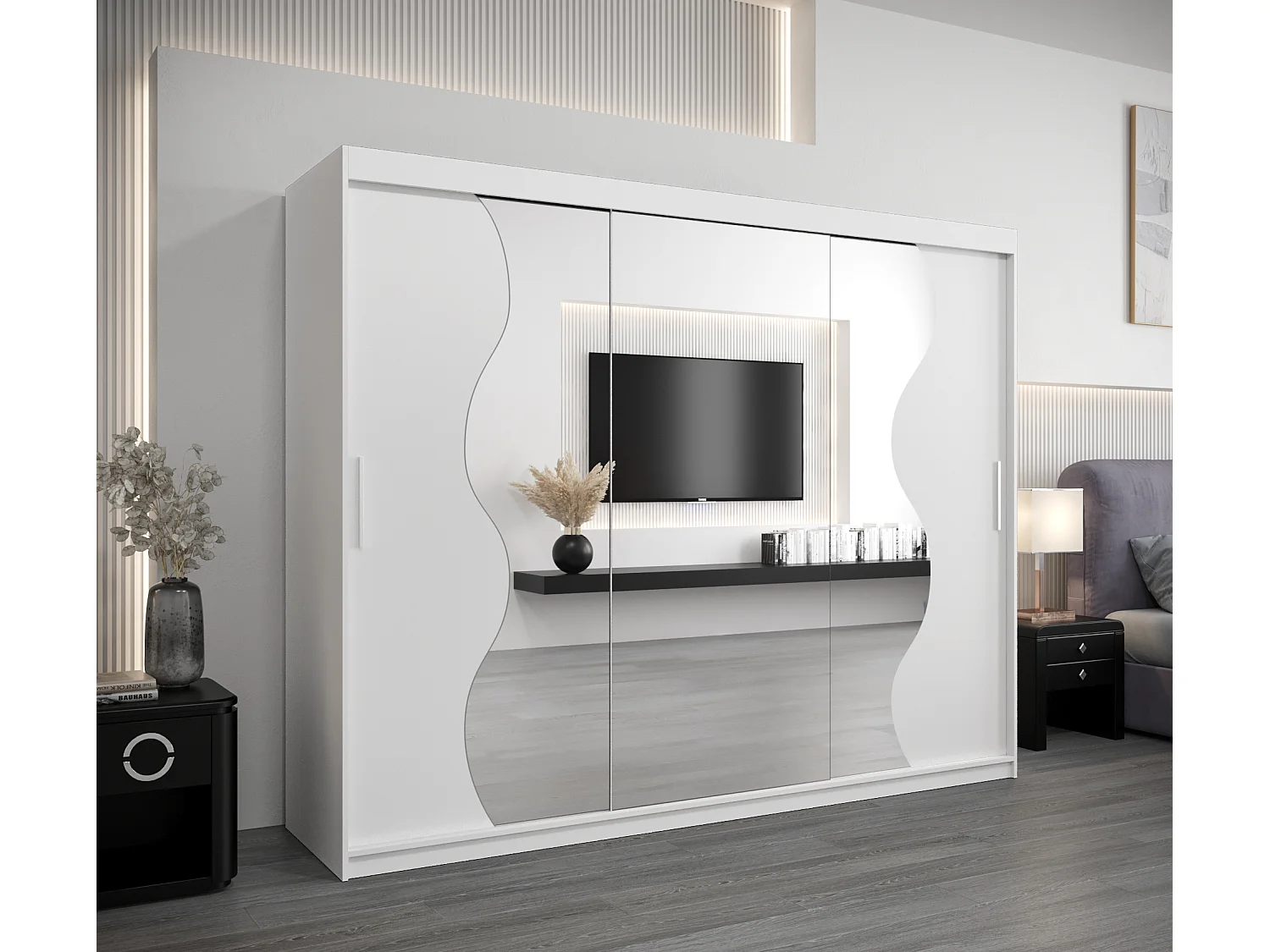 MADRYT KLEDINGKAST MET SCHUIFDEUREN 200/250/62 3 deuren (wit/wit)