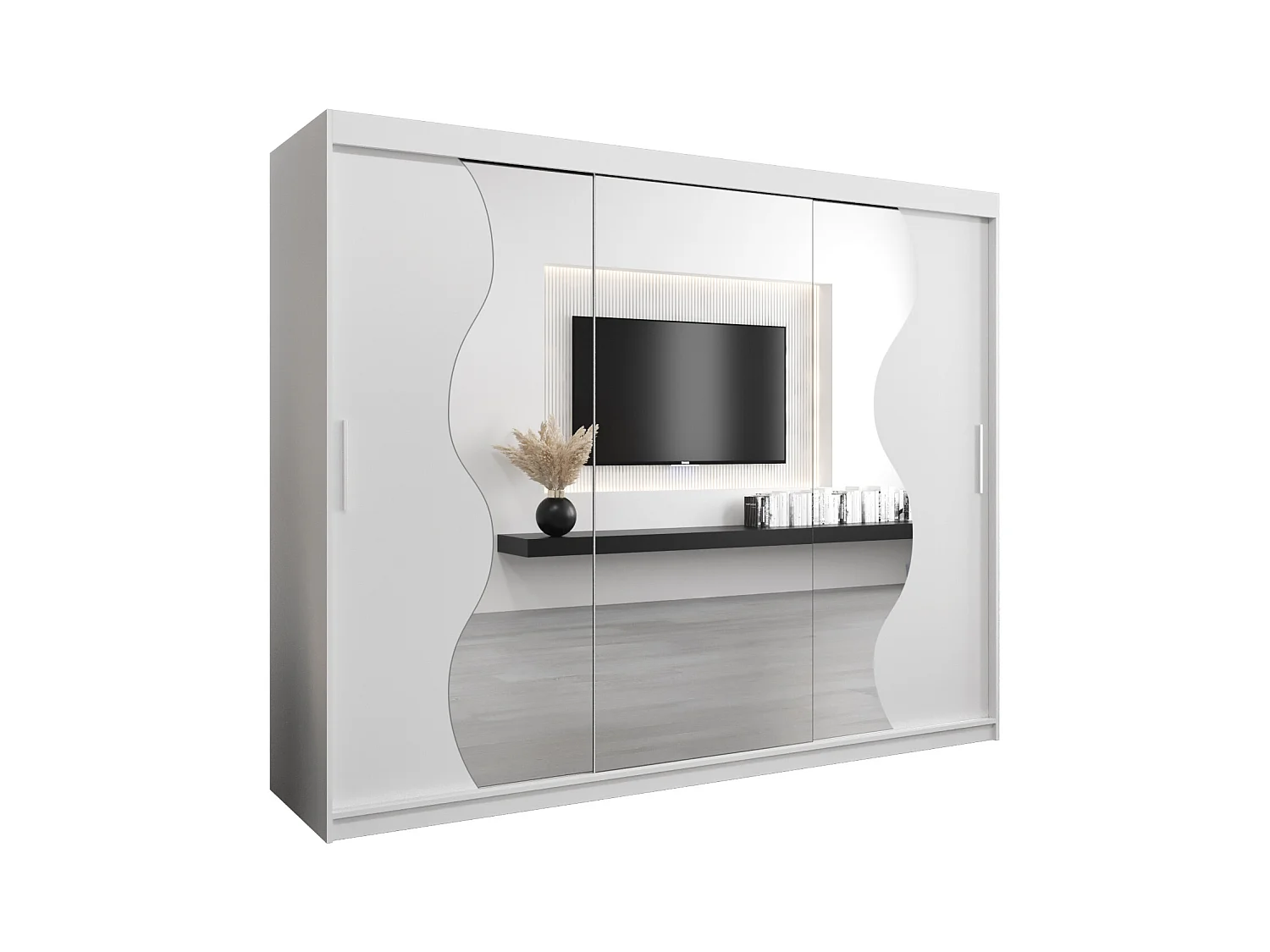SCHWEBETÜRENSCHRANK MADRYT 200/250/62 3-türig (Weiß/Weiß)