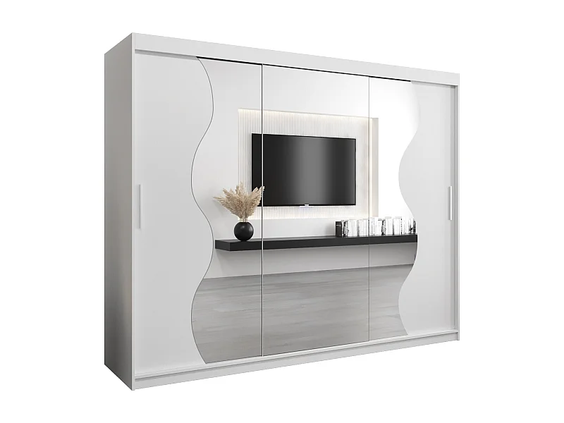ARMOIRE MADRYT À PORTES COULISSANTES 200/250/62 3 Portes (Blanc/Blanc)