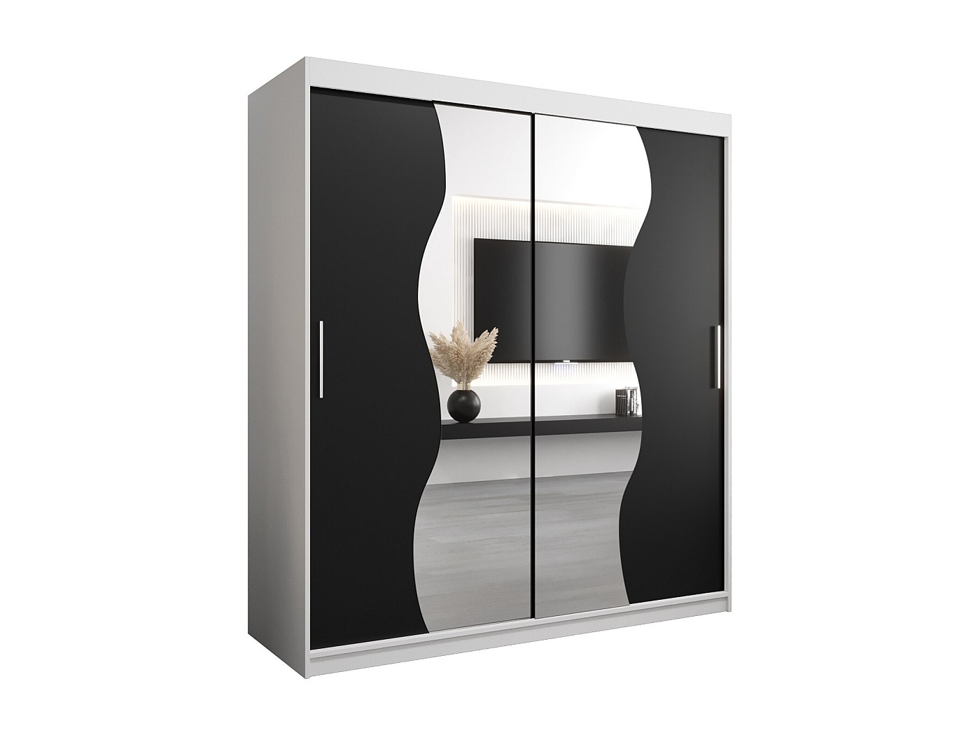 Dmora - kledingkast 2 deuren Emilie, slaapkamermeubels, kast, garderobe, 78x50 h200 cm, wit