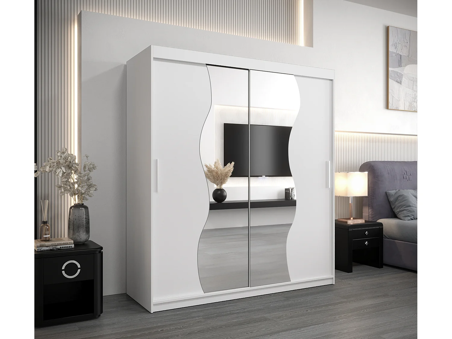 MADRYT KLEDINGKAST MET SCHUIFDEUREN 200/180/62 2 deuren (wit/wit)