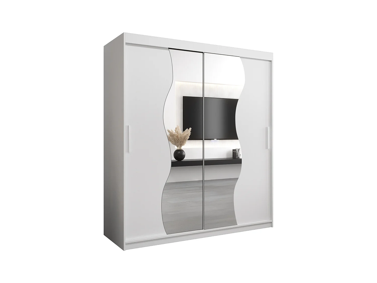 SCHWEBETÜRENSCHRANK MADRYT 200/180/62 2-türig (Weiß/Weiß)