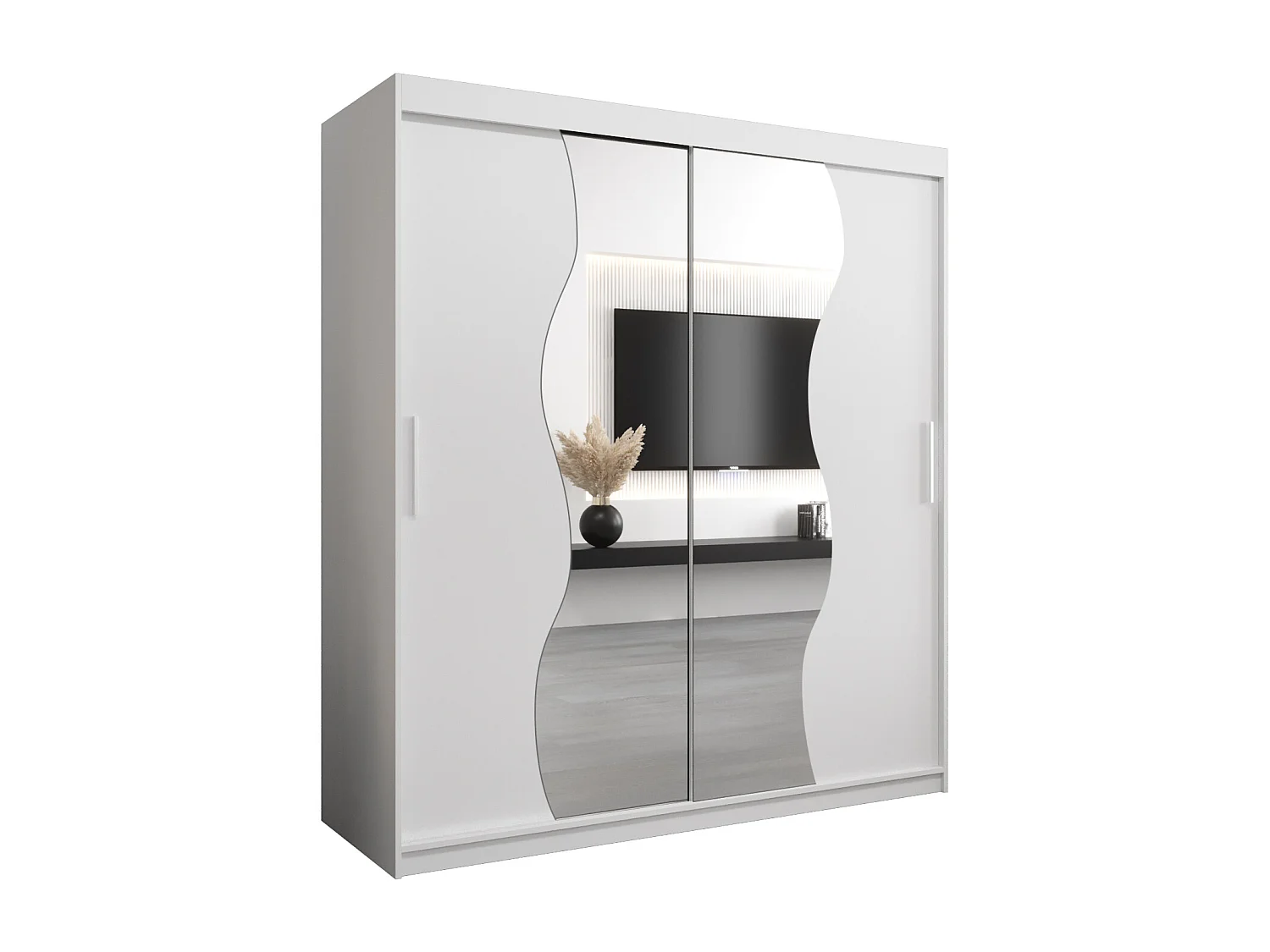 ARMOIRE MADRYT À PORTES COULISSANTES 200/180/62 2 Portes (Blanc/Blanc)