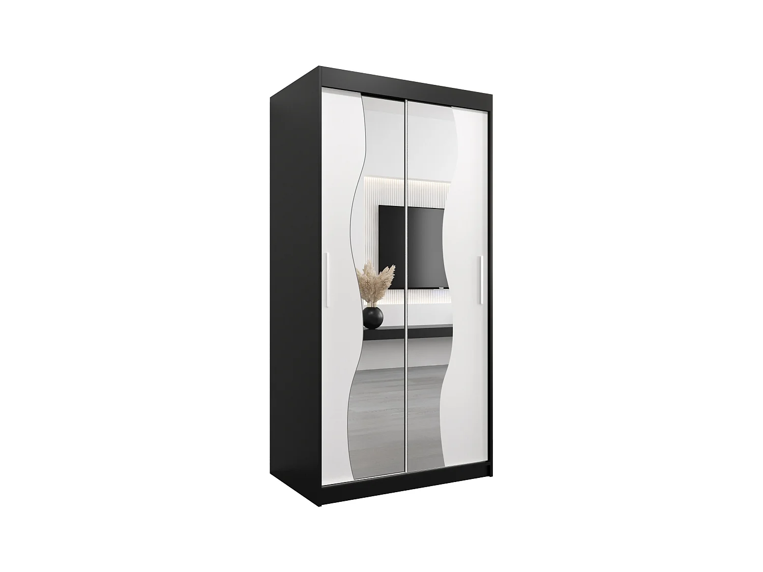 SCHWEBETÜRENSCHRANK MADRYT 200/100/62 2-türig (Schwarz/Weiß)