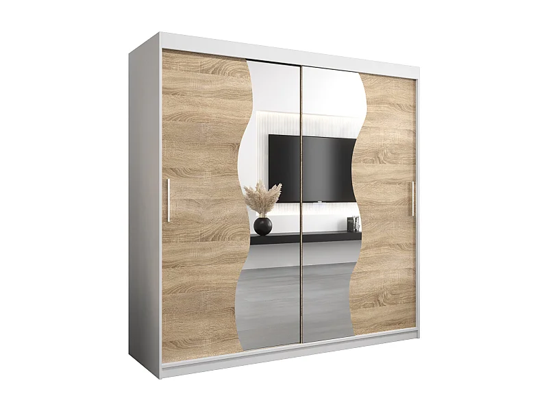 SCHWEBETÜRENSCHRANK MADRYT 200/200/62 2-türig (Weiß/Sonoma)