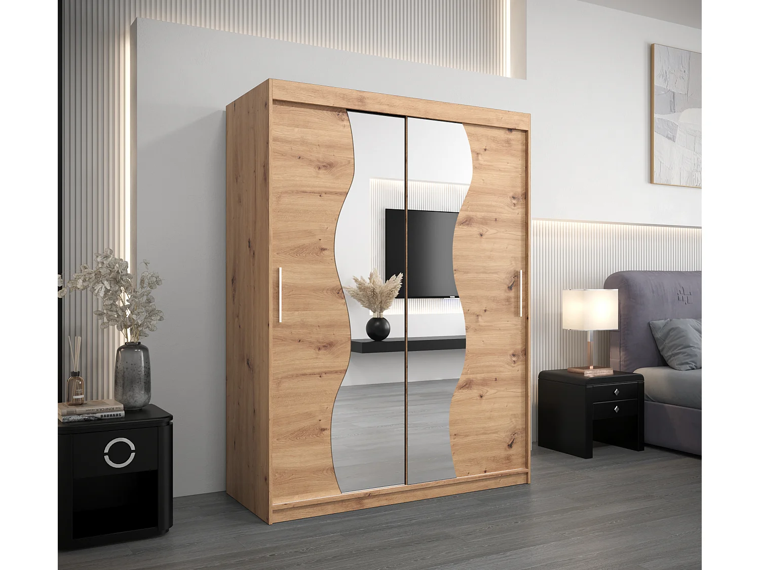 ARMOIRE MADRYT À PORTES COULISSANTES 200/150/62 2 Portes (Artisan/Artisan)