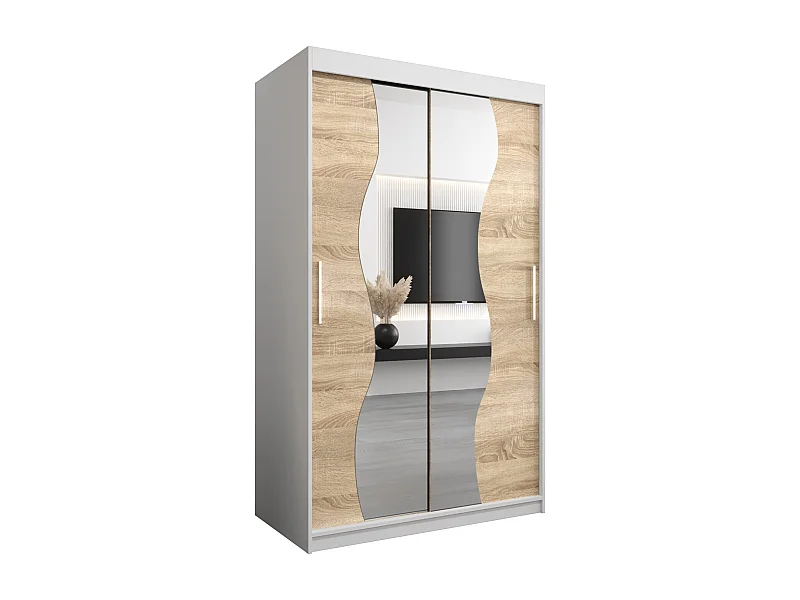 ARMADIO MADRYT AD ANTE SCORREVOLI 200/120/62 2 porte (Bianco/Sonoma)