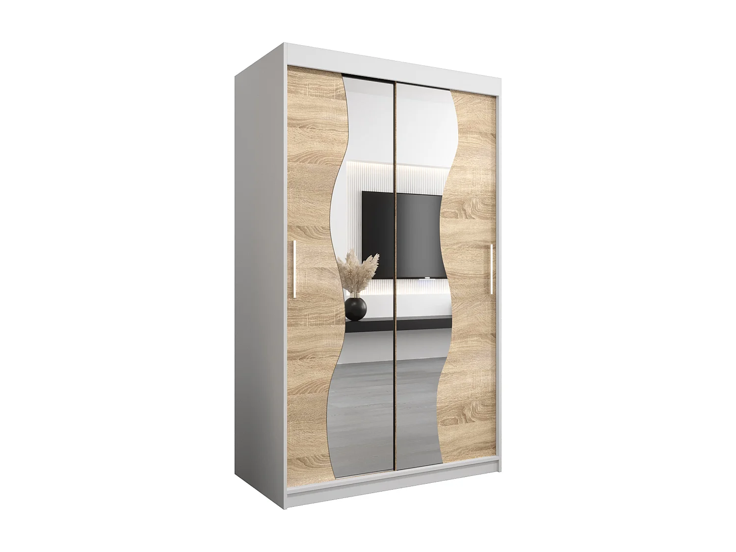 ARMOIRE MADRYT À PORTES COULISSANTES 200/120/62 2 Portes (Blanc/Sonoma)