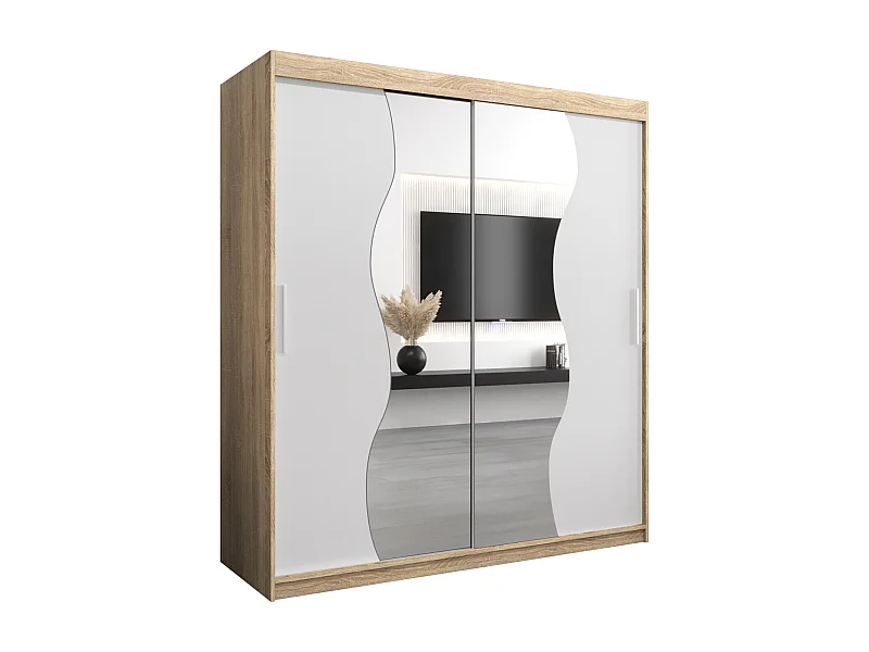 MADRYT KLEDINGKAST MET SCHUIFDEUREN 200/180/62 2 deuren (sonoma/wit)