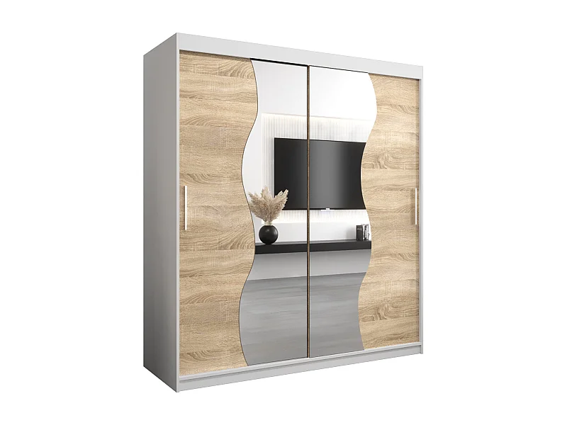 SCHWEBETÜRENSCHRANK MADRYT 200/180/62 2-türig (Weiß/Sonoma)