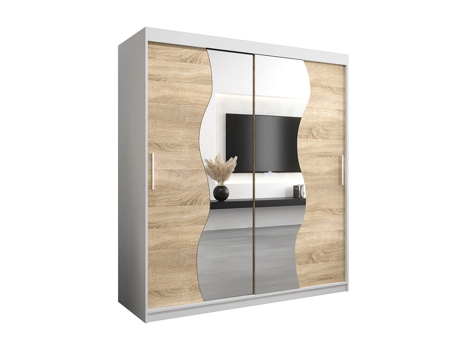 ARMOIRE MADRYT À PORTES COULISSANTES 200/180/62 2 Portes (Blanc/Sonoma)