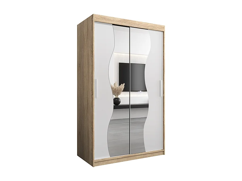 ARMOIRE MADRYT À PORTES COULISSANTES 200/120/62 2 Portes (Sonoma/Blanc)