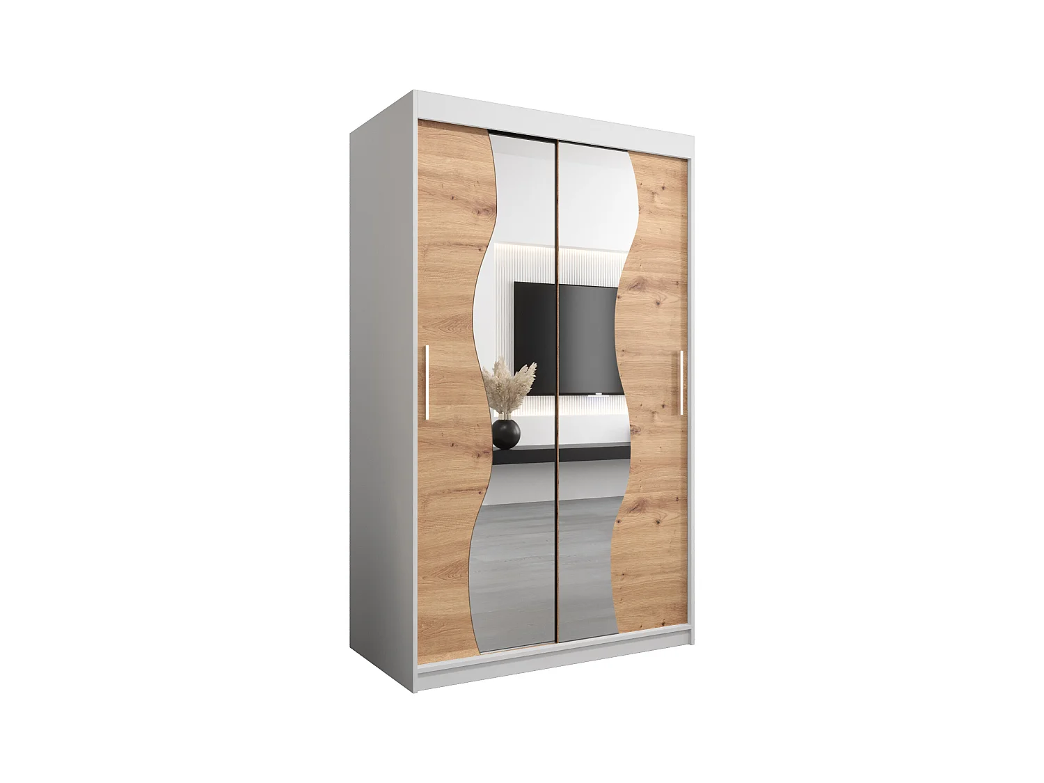 ARMOIRE MADRYT À PORTES COULISSANTES 200/120/62 2 Portes (Blanc/Artisan)