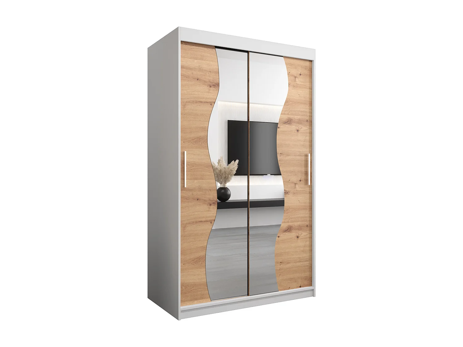 ARMADIO MADRYT AD ANTE SCORREVOLI 200/120/62 2 porte (Bianco/Artisan)