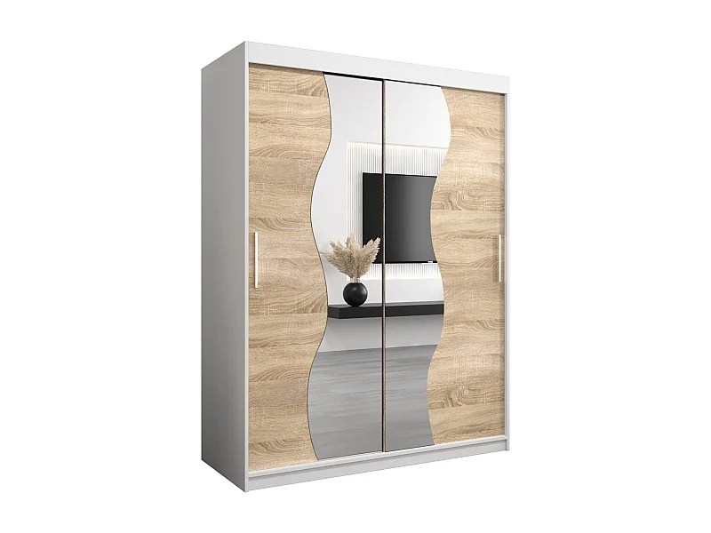 MADRYT KLEDINGKAST MET SCHUIFDEUREN 200/150/62 2 deuren (wit/sonoma)