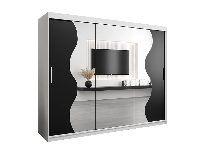 MADRYT KLEDINGKAST MET SCHUIFDEUREN 200/250/62 3 deuren (wit/zwart)