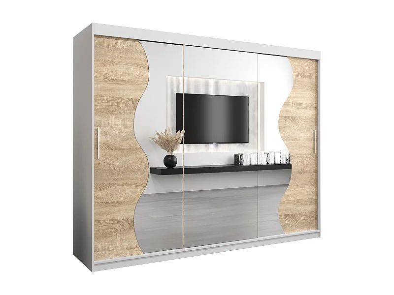 MADRYT KLEDINGKAST MET SCHUIFDEUREN 200/250/62 3 deuren (wit/sonoma)