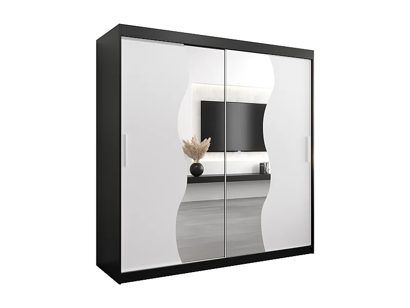 MADRYT KLEDINGKAST MET SCHUIFDEUREN 200/200/62 2 deuren (zwart/wit)