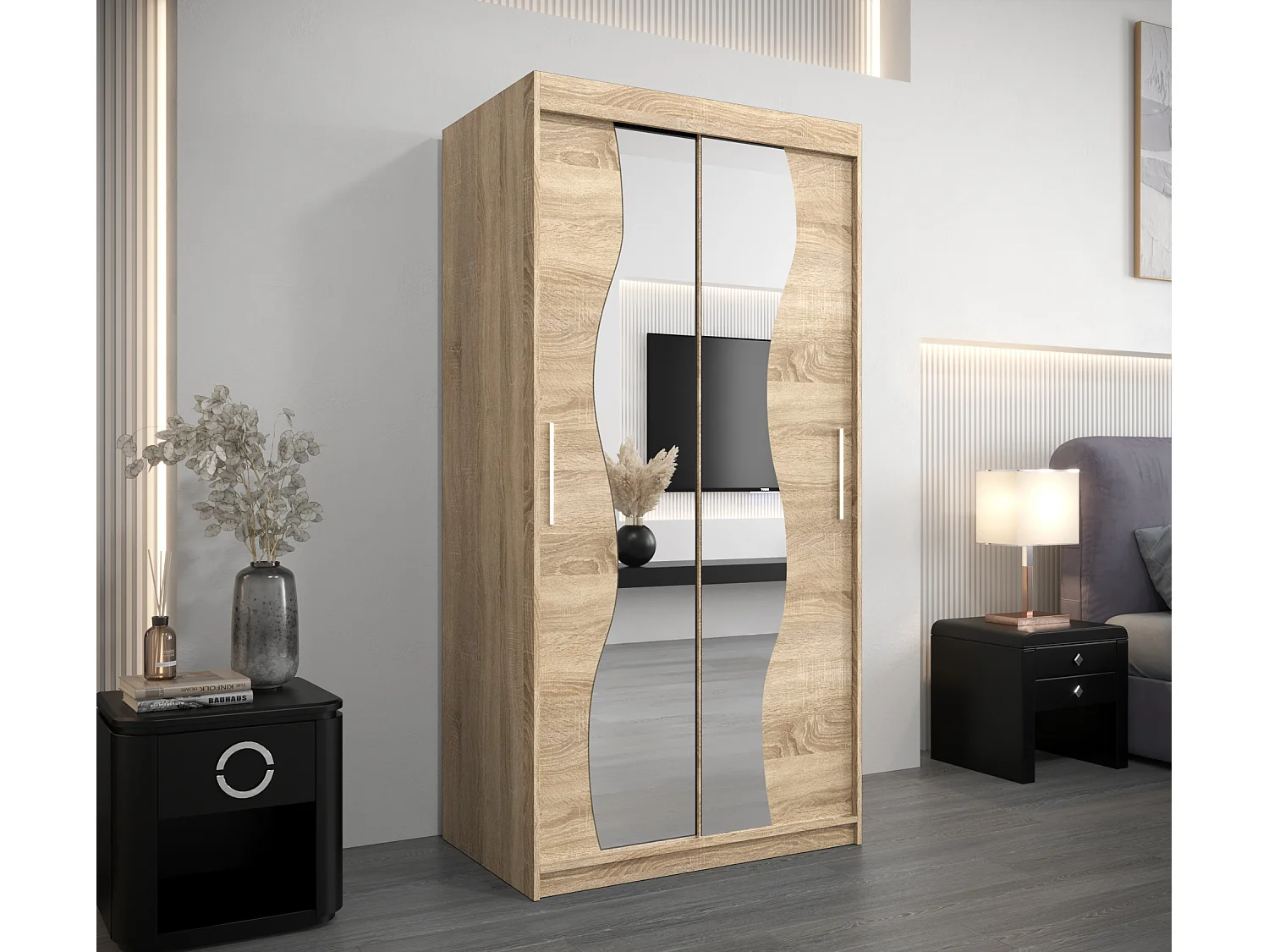 ARMOIRE MADRYT À PORTES COULISSANTES 200/100/62 2 Portes (Sonoma/Sonoma)