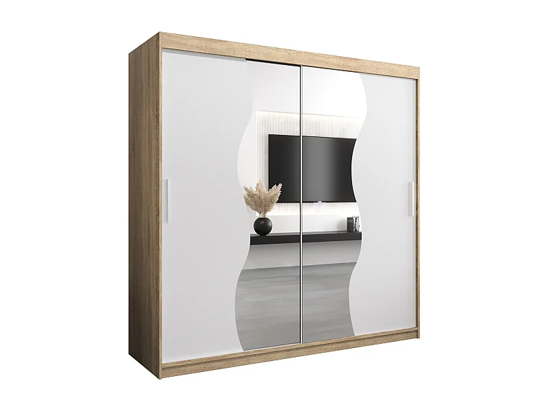 ARMOIRE MADRYT À PORTES COULISSANTES 200/200/62 2 Portes (Sonoma/Blanc)