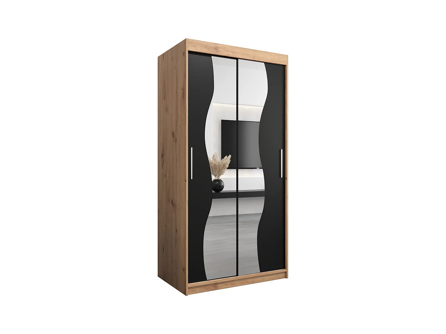 SCHWEBETÜRENSCHRANK MADRYT 200/100/62 2-türig (Artisan/Schwarz)