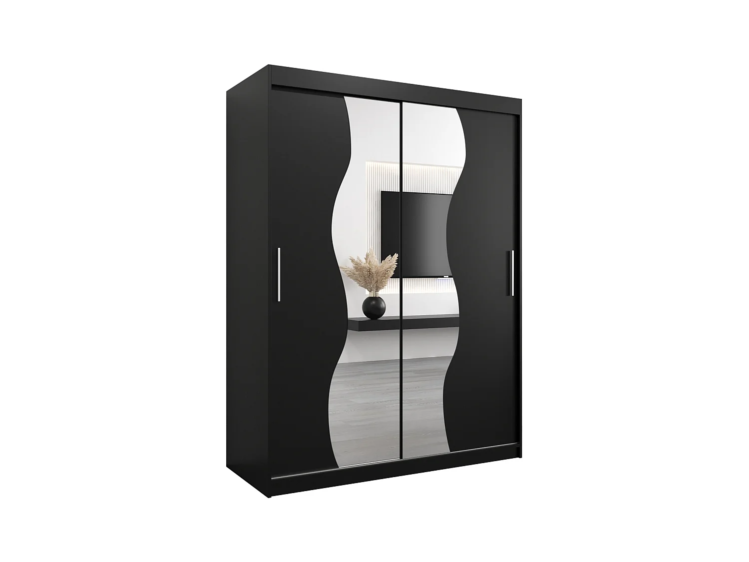 SCHWEBETÜRENSCHRANK MADRYT 200/150/62 2-türig (Schwarz/Schwarz)