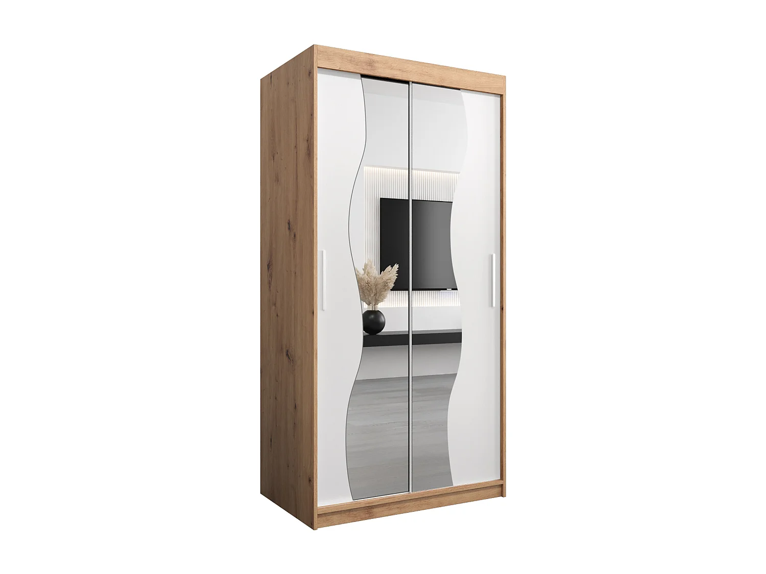 ARMADIO MADRYT AD ANTE SCORREVOLI 200/100/62 2 porte (Artisan/Bianco)