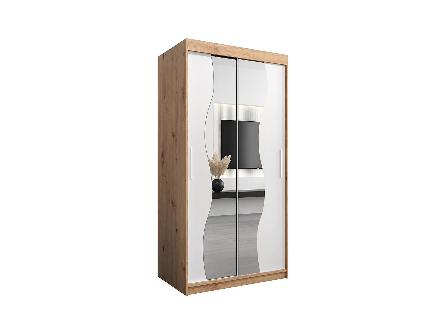 SCHWEBETÜRENSCHRANK MADRYT 200/100/62 2-türig (Artisan/Weiß)