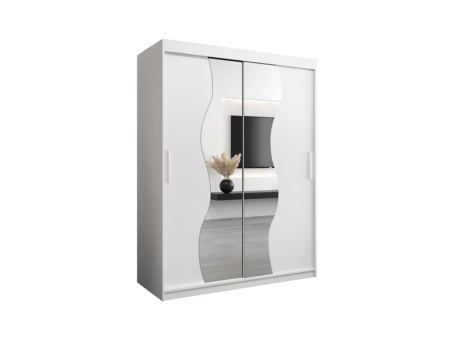 SCHWEBETÜRENSCHRANK MADRYT 200/150/62 2-türig (Weiß/Weiß)