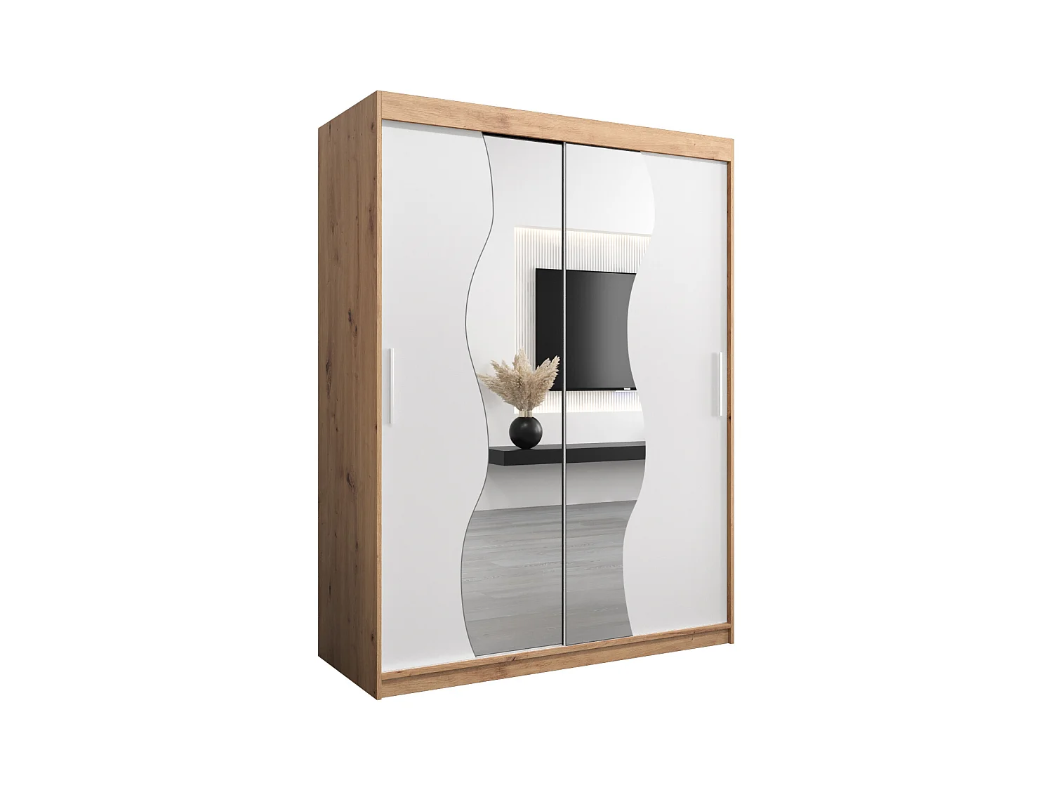SCHWEBETÜRENSCHRANK MADRYT 200/150/62 2-türig (Artisan/Weiß)