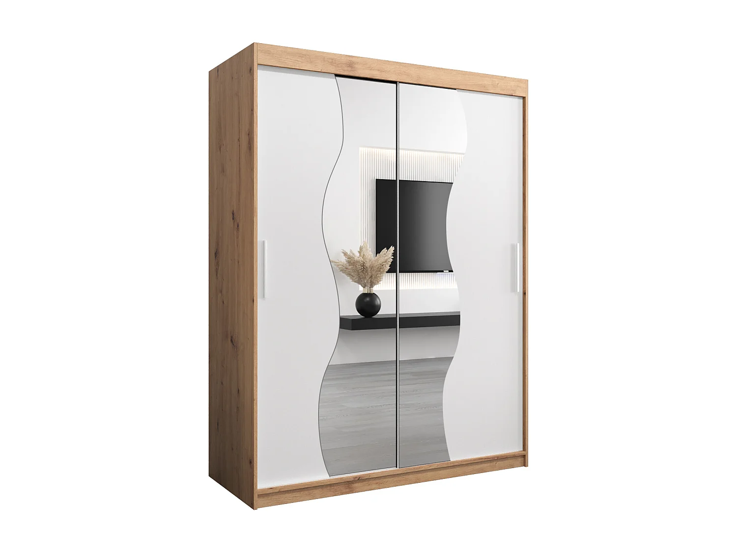 ARMOIRE MADRYT À PORTES COULISSANTES 200/150/62 2 Portes (Artisan/Blanc)