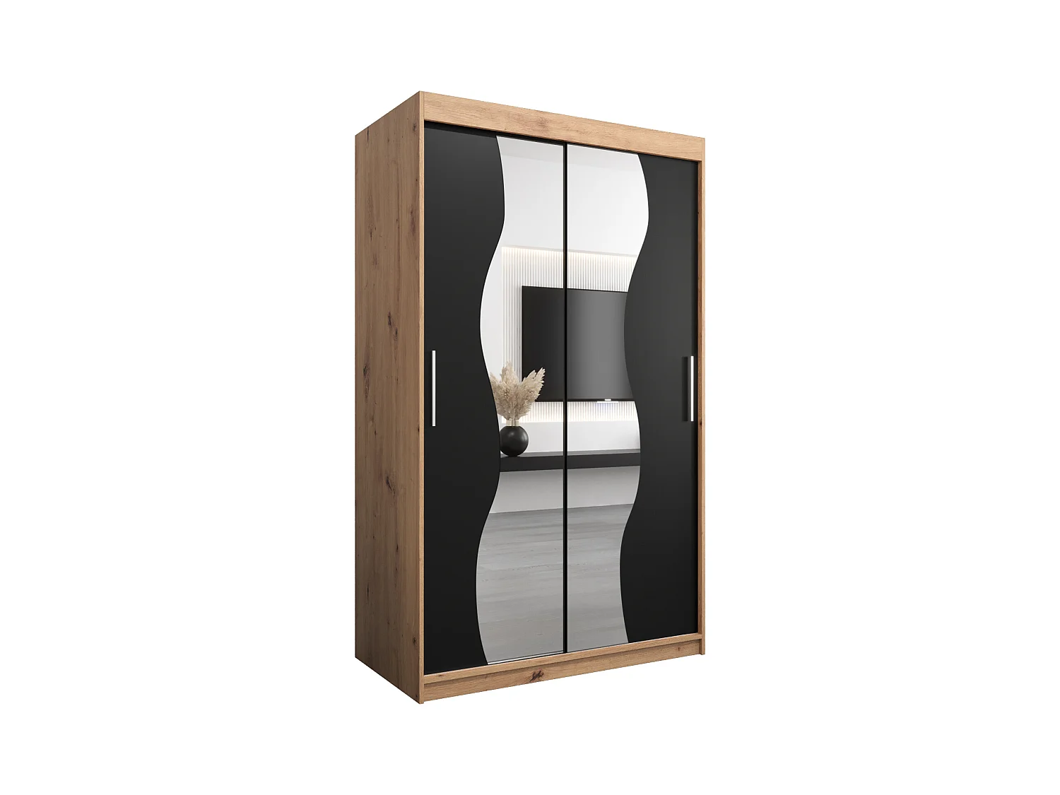 SCHWEBETÜRENSCHRANK MADRYT 200/120/62 2-türig (Artisan/Schwarz)