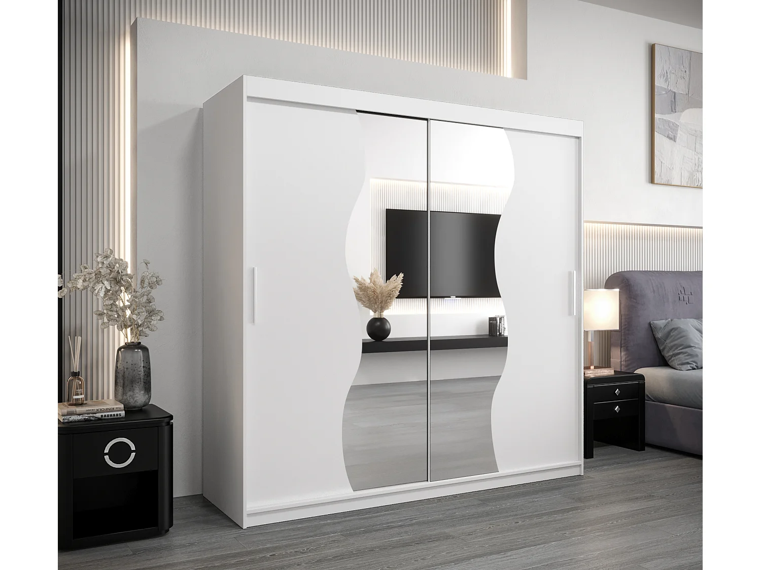 SCHWEBETÜRENSCHRANK MADRYT 200/200/62 2-türig (Weiß/Weiß)