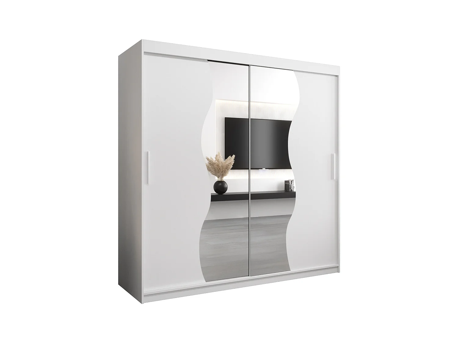 SCHWEBETÜRENSCHRANK MADRYT 200/200/62 2-türig (Weiß/Weiß)