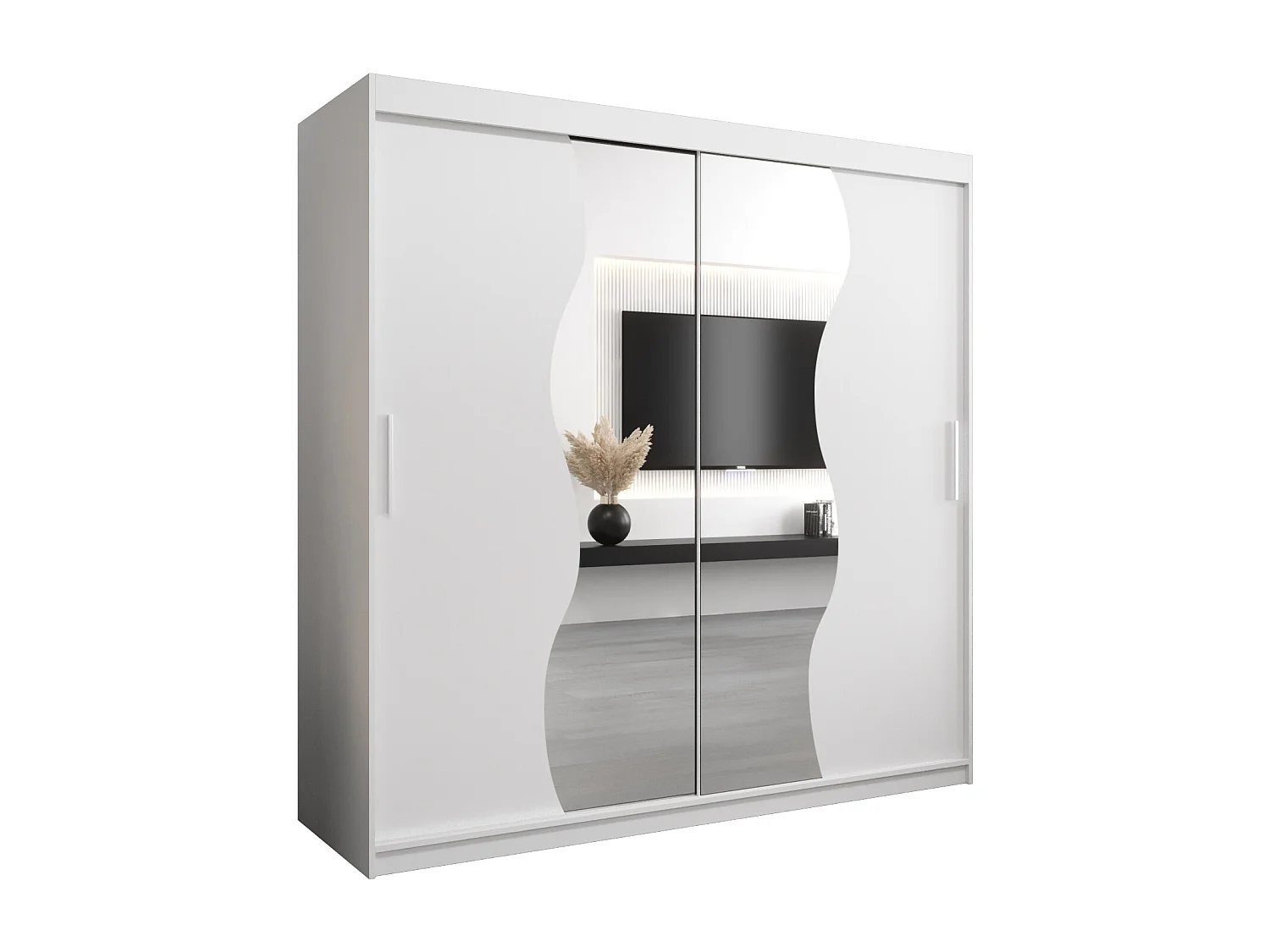 ARMOIRE MADRYT À PORTES COULISSANTES 200/200/62 2 Portes (Blanc/Blanc)