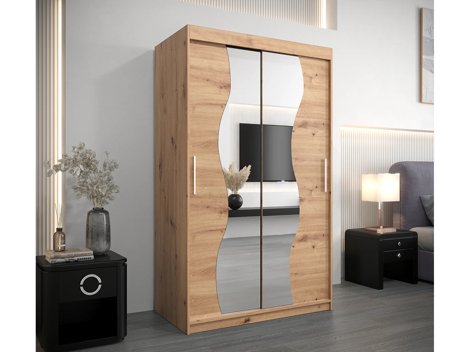 ARMOIRE MADRYT À PORTES COULISSANTES 200/120/62 2 Portes (Artisan/Artisan)