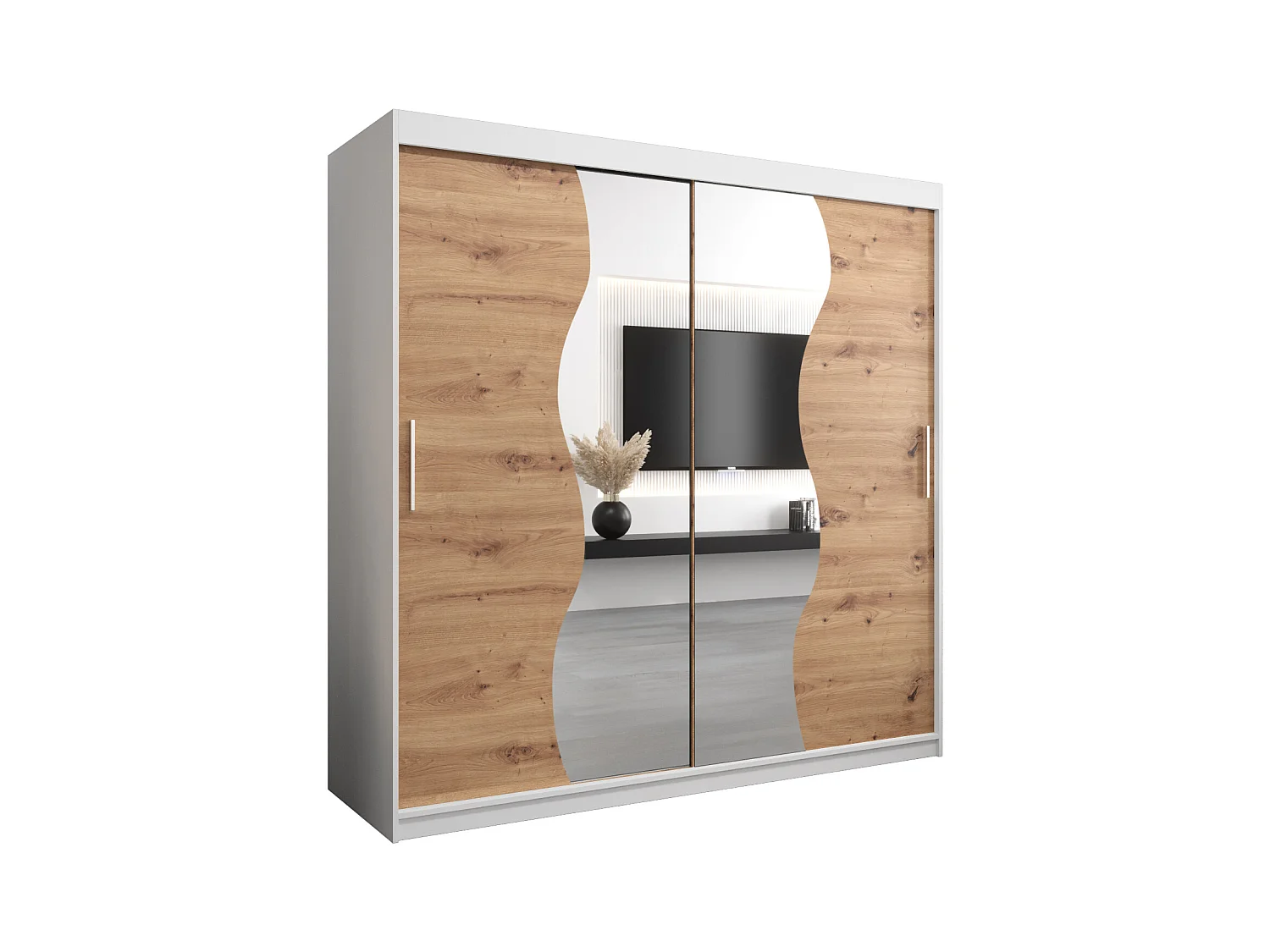 ARMOIRE MADRYT À PORTES COULISSANTES 200/200/62 2 Portes (Blanc/Artisan)