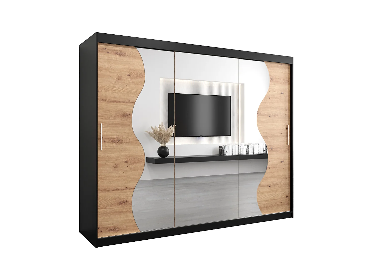 ARMARIO MADRYT DE PUERTAS CORREDERAS 200/250/62 3 puertas (negro/artisan)