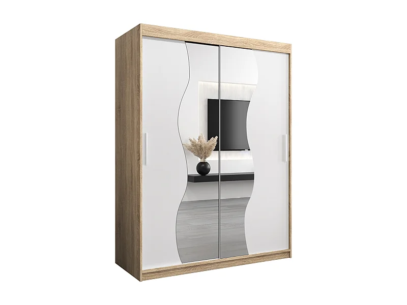 SCHWEBETÜRENSCHRANK MADRYT 200/150/62 2-türig (Sonoma/Weiß)