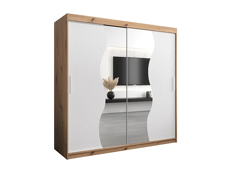 ARMOIRE MADRYT À PORTES COULISSANTES 200/200/62 2 Portes (Artisan/Blanc)