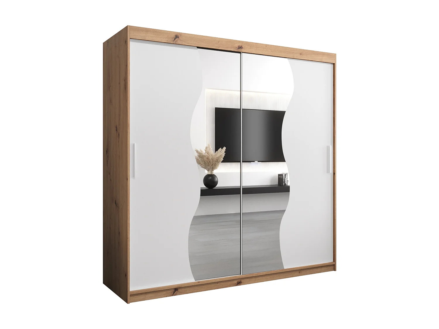 SCHWEBETÜRENSCHRANK MADRYT 200/200/62 2-türig (Artisan/Weiß)