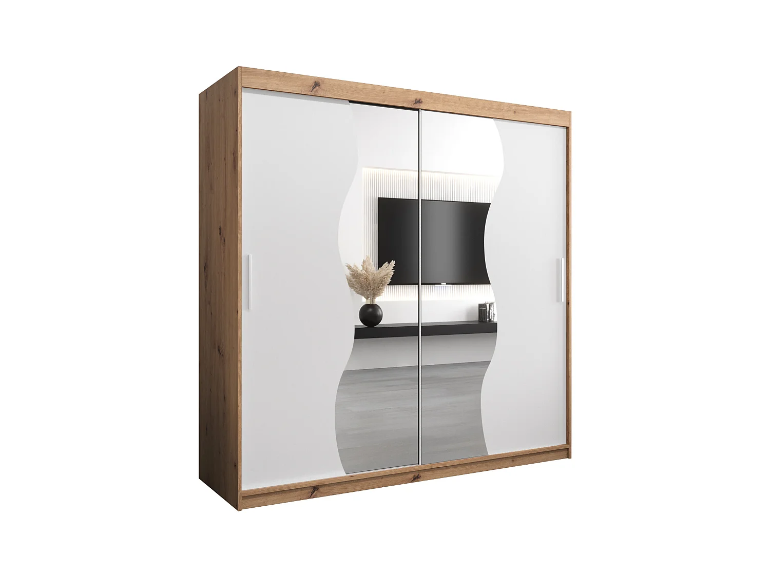 SCHWEBETÜRENSCHRANK MADRYT 200/200/62 2-türig (Artisan/Weiß)